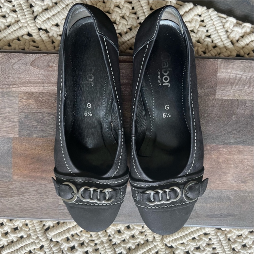 GABOR Ballet Flat Back Suede Flats Shoes Like New Size 8 (fits more 8.5)